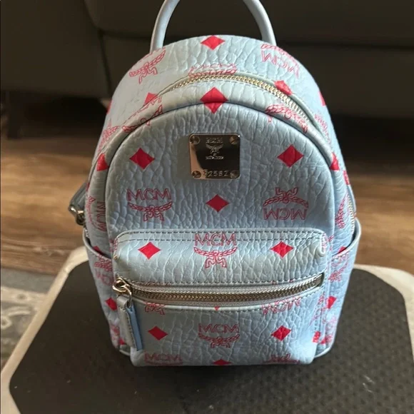 MCM | Bags | Mcm Blue And Red Mini Backpack With Monogram  display picture 2